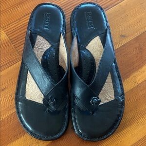 Born handcrafted Black Leather Sandals top condition travel essentials